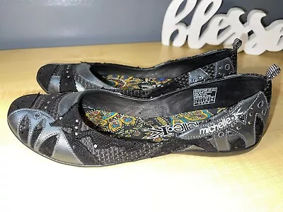 MICHELLE K Shoes Women's Size 8 Black Textile Upper Slip-On Comfort Flats • $23