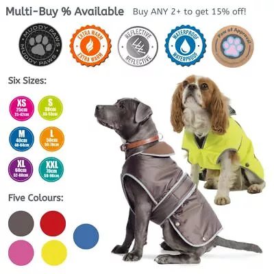 Ancol Stormguard Dog Coat Waterproof Raincoat Fleece Lined Reflective Jacket • £15.49