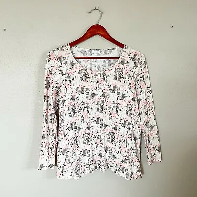 J. Jill Pure Jill Size S Small White & Pink Watercolor Long Sleeve T Shirt Women • $14.99