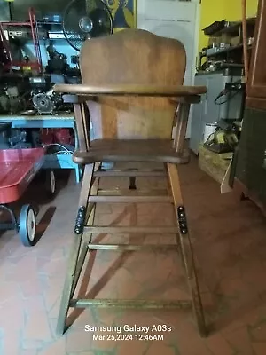 Antique Wooden Baby  High Chair With Tray • $200