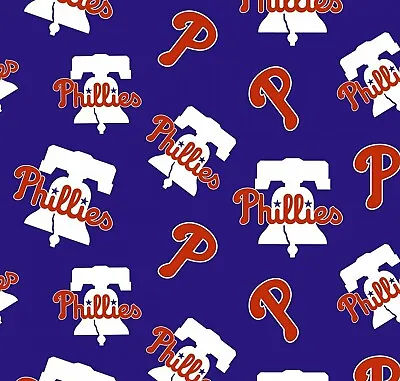 Philadelphia Phillies Cotton Fabric MLB Logo Print By The 1/41/2Yard 58 W • $12.99