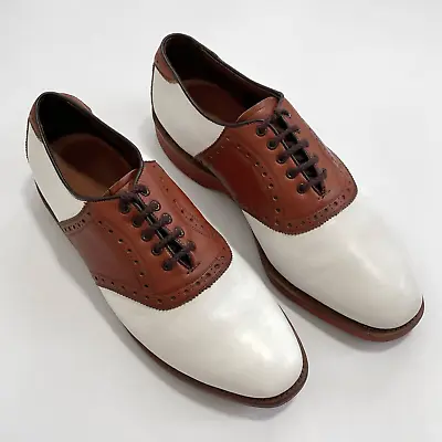 Allen Edmonds Vintage Leather Saddle Oxford Shoes 8.5 D Brown White Walkover • $84.99