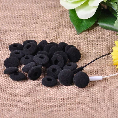 30 Black Soft Foam Sponge Ear Pad Headphone Earphone Cover Earbud Cap Portabl Le • £3.37