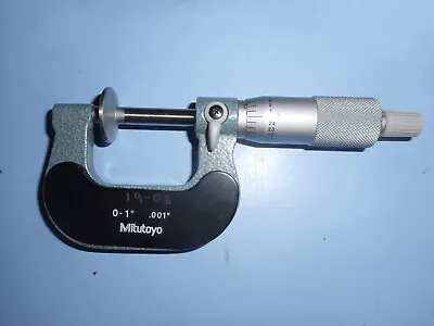 Mitutoyo 123-125 0-1  Disk  Micrometer * Ratchet Stop *  .001 Grad * W/ Wrench • $50