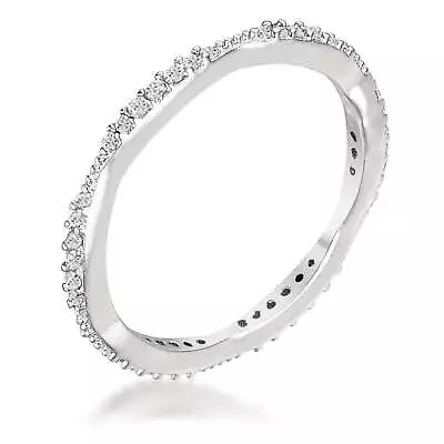 .42Ct Dainty 18k Rhodium Plated Micro Pave CZ Stackable Eternity Ring • $17.75