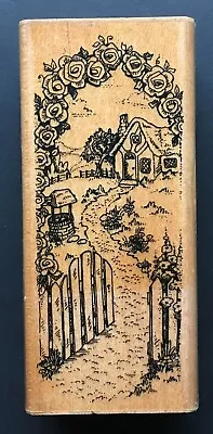 COTTAGE PATH  PICKET FENCE ARBOR ARCH COUNTRY HOME Stampendous Wood Rubber Stamp • $16.99