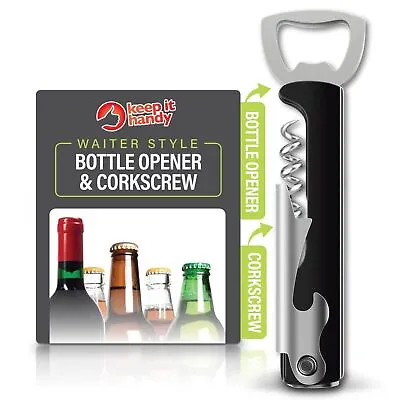 Metal Bottle Opener | Beer Bar Wine Corkscrew Professional Waiters Friend Tool • £2.99