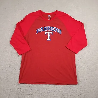 Texas Rangers Shirt Mens Large MLB Baseball Logo Red 3/4 Sleeve  • $19.97