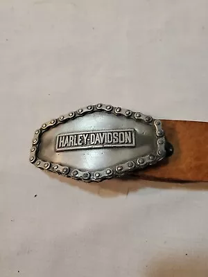 Vintage Harley Davidson 1976 Belt Buckle With Shield Chain Border Serial #614 • $44