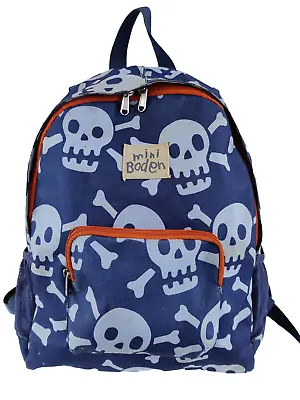 £10.39 • Buy Boy Large Mini Boden Blue Canvas Skull Crossbone Backpack Rucksack Shoulder Bag