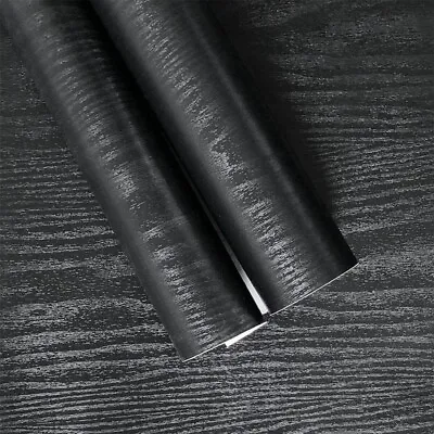 Black Wood Grain Contact Paper Peel Stick Self Adhesive Wallpaper Vinyl Wrap New • $9.89