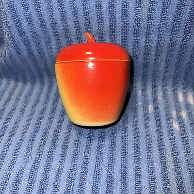 Hazel Atlas Vintage Red & Yellow Milk Glass Apple Sugar Bowl Jam Jelly Jar • $12.95