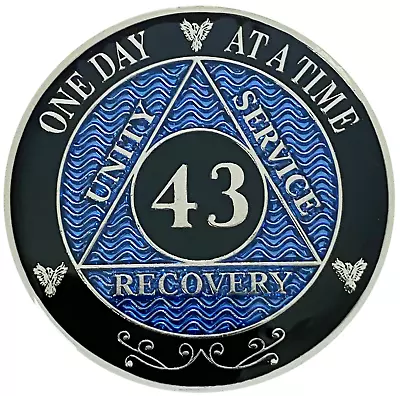 AA 43 Year Coin Blue Silver Color Plated Medallion Alcoholics Anonymous Coin • $23.99