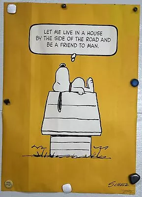 🔥Vintage 1970s Schulz Peanuts SNOOPY “Let Me Live” Schulz SPRINGBOK Poster HTF • $99.99