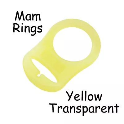 25 Yellow Transparent Silicone MAM Ring Button Style Dummy Pacifier Clip Adapter • $17.55