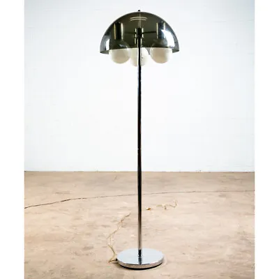 Mid Century Modern Floor Lamp Chrome Mushroom Smoked Lucite Vintage Working Mcm • $679.13