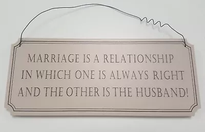 Hanging Slogan Plaque  Marriage Is A Relationship  Grey Tones Gift Idea • £4.95