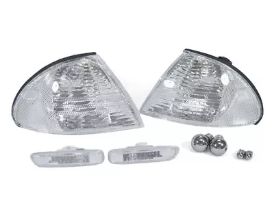 DEPO Clear Corner + Side Marker Light + X4 Chrome Bulbs For 99-01 BMW E46 4D/5D • $54.34