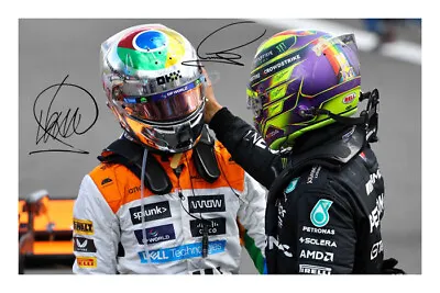 Lewis Hamilton And Lando Norris 2023 Signed Autograph Photo Print Racing Driver • £7.99