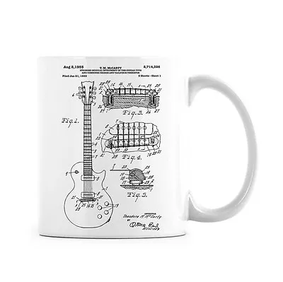 Les Paul Patent Guitar Coffee Mug Guitarist Mugs For Music Lover Gibson Guitars • $15