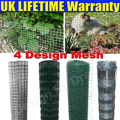 Welded Chicken Wire Mesh Wire Neting Fence Galvanised Steel PVC Coated Garden UK • £25.90