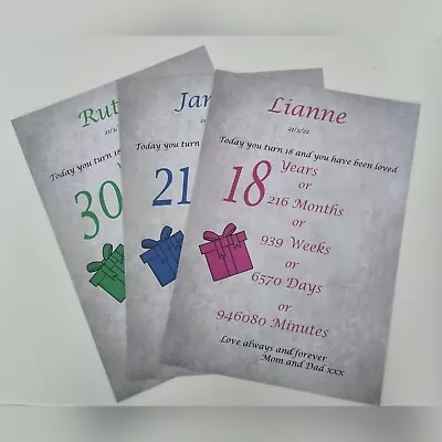 Personalised 18th 21st 30th Birthday A4 Print Keepsake Gift For Girls Sons • £4.99