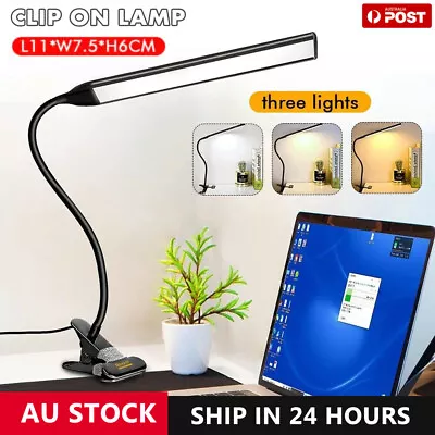 Modern Clip On LED Desk Lamp Eye Care USB Power Dimmable Light Adjustable Clamp • $16.06