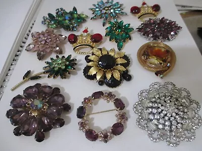 Vintage Rhinestone Brooch-Pin Jewelry Lot • $208.99