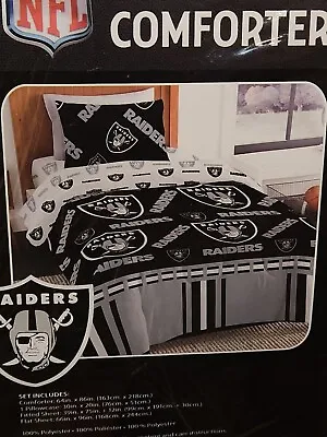 Las Vegas Raiders 4 Piece Bedding Set Twin Size Brand New Sealed In The Bag! • $59.99