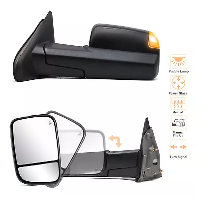 Pair Power Heated Turn Signal Tow Mirrors For 2004-2009 Dodge Ram 1500 2500 3500 • $127.27