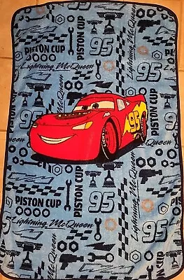 Disney Pixar CARS Piston Cup  Fleece Blanket  Lightning McQueen Toddler Blue • $21