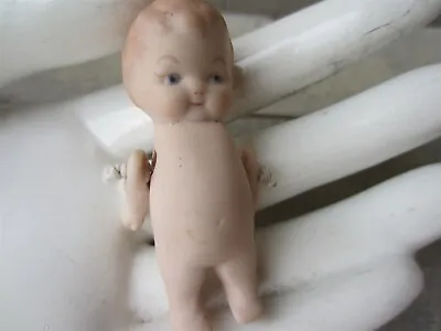 Vintage 2 3/8  Porcelain Bisque Hand Painted Baby DOLL Still Body Jointed Arms • $4.99