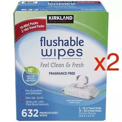 2x 632 Kids Family Flushable Wipes Bulk Wet Moist Fragrance Free Towelettes New • $89