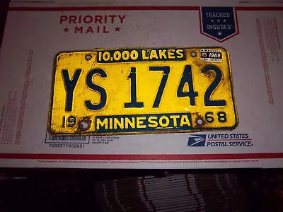 Vintage 1968 Minnesota License Plate 10000 Lakes YS-1742 • $125