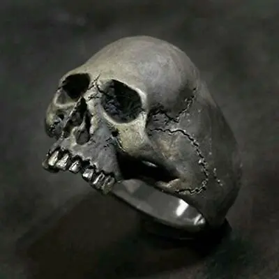 Black Skull Head Rings Steam Punk Men Biker Ring Gothic Jewelry Halloween Gifts • $1.59