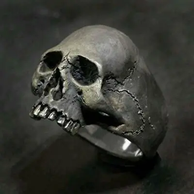 Vintage 925 Silver Viking Black Skull Head Rings For Men Punk Party Jewelry Gift • $1.77