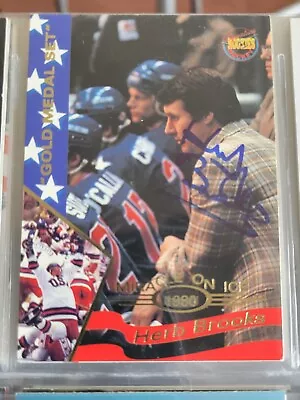 Herb Brooks Signed 1995 Miracle On Ice #42 I GOT THIS AUTOGRAPH IN PERSON  • $100