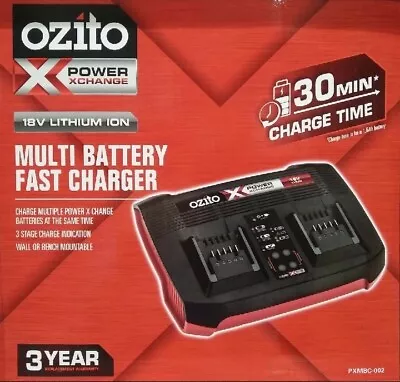 Ozito Power X Change 18V Multi Dual Port Battery Fast Charger Charge Indicator • $55.99