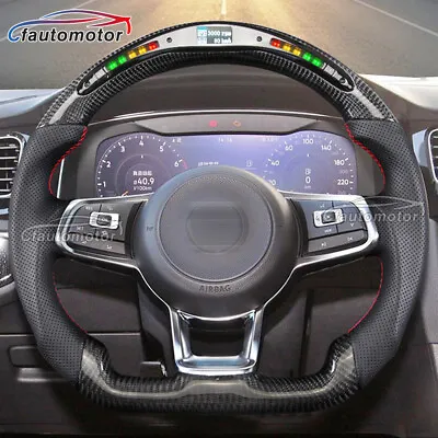 $699 • Buy Fit VW Golf 7 GTI Golf 7R MK7 Scirocco Real Carbon Fiber LED Steering Wheel