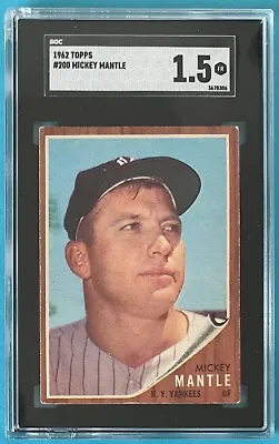 1962 Topps #200 Mickey Mantle SGC 1.5  Yankees Nice Overall Eye Appeal • $199.97