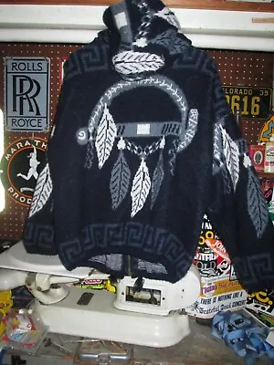 DREAM CATCHER Ruminahui Hoodie Sweater Jacket Cowichan WOOL Made In ECUADOR L • $79.99