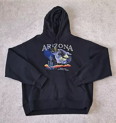 Arizona Spirit Wolf Hoodie Men's Size Large Black Graphic Print Hooded Jumper • $19.99