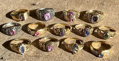 13 Vintage SAMPLE ArtCarved Class Rings PLATED METAL Multiple Sizes & Stones • $180