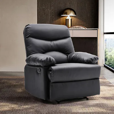 PU Leather Recliner Armchair Sofa Home Lounge Chair Cinema Reclining Gaming Seat • £199.95