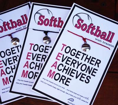 $59 • Buy Softball Team Wish Bracelets-Set Of 12-Imprint Your Cards/Choose Colors