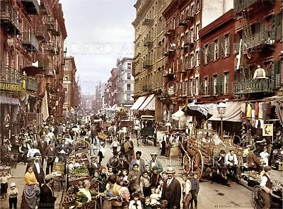 8x10 Color Photo New York City Manhattan Lower East Side Mulberry Street 1900   • $10.99