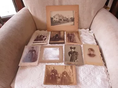 Lot Of 9 Antique 1800s 1900s Cabinet Card Photos Men Women Kids Midwest • $8