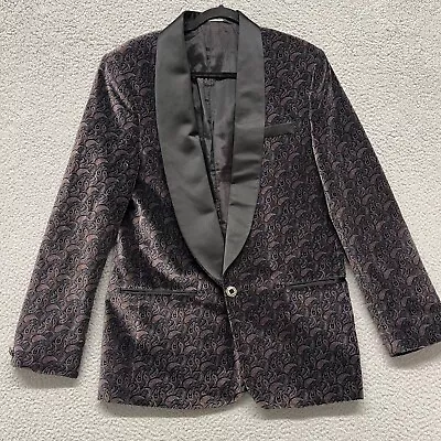 Falcone Blazer Mens 40 Velvet Paisley Tux Jacket Sport Coat Prom Preppy Classic • $34.88