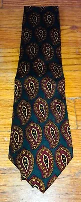 Vintage Kenneth Gordon Silk Mens Neck Tie Necktie Green Paisley • $6.50