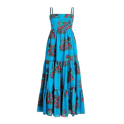 NWT J.Crew Tiered Maxi In Ultramarine Red Lobster Print Cotton Sun Dress 6 • $150